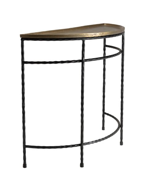 Console demi-lune pieds torsadés Jonas doré/noir - 91x36x80 cm