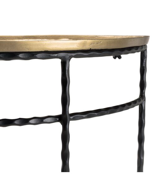 Console demi-lune pieds torsadés Jonas doré/noir - 91x36x80 cm