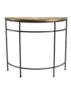 Console demi-lune pieds torsadés Jonas doré/noir - 91x36x80 cm