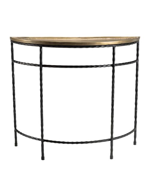 Console demi-lune pieds torsadés Jonas doré/noir - 91x36x80 cm