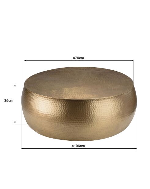 Table basse ronde effet martelé Jonas dorée - D.106x35 cm