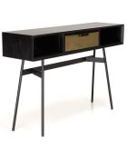 Console 2 niches 1 tiroir Alma bois/noir - 130x35x85.5 cm