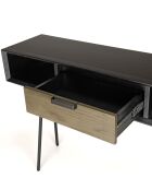 Console 2 niches 1 tiroir Alma bois/noir - 130x35x85.5 cm