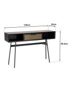 Console 2 niches 1 tiroir Alma bois/noir - 130x35x85.5 cm