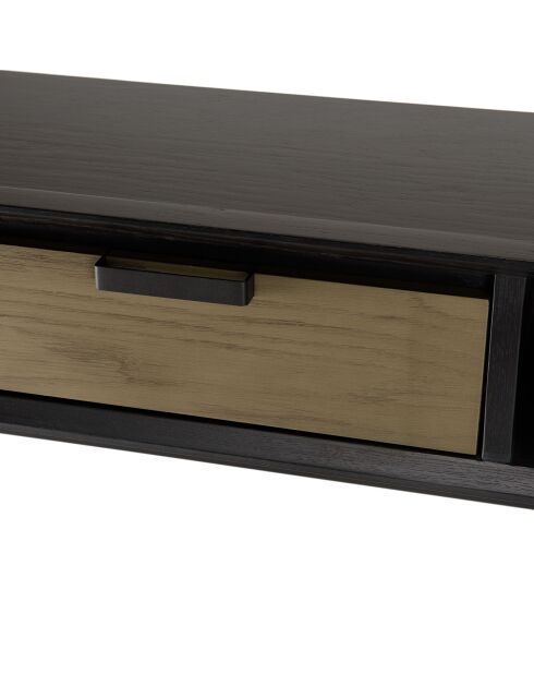 Console 2 niches 1 tiroir Alma bois/noir - 130x35x85.5 cm