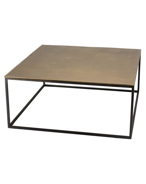 Table basse carrée Jonas doré/noir - 90x90x40.5 cm