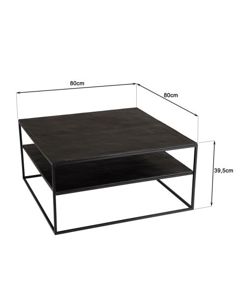 Table basse Jonas noire - 80x80x39.5 cm