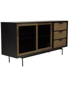 Buffet  2 portes coulissantes Alma bois/noir - 160x45x80 cm