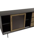 Buffet  2 portes coulissantes Alma bois/noir - 160x45x80 cm