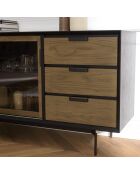 Buffet  2 portes coulissantes Alma bois/noir - 160x45x80 cm