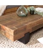 Table basse poutres bois massif Leonce bois - 160.5x63.5x30.5 cm