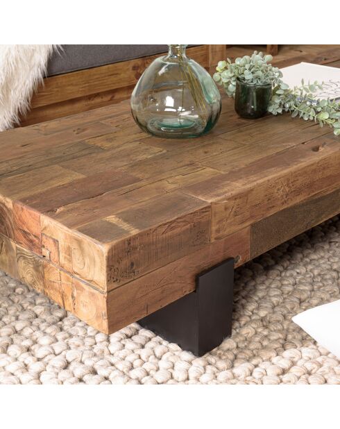 Table basse poutres bois massif Leonce bois - 160.5x63.5x30.5 cm