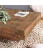 Table basse carrée bois massif Leonce bois - 104.5x104.5x35 cm