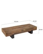 Table basse poutres bois massif Leonce bois - 160.5x63.5x30.5 cm