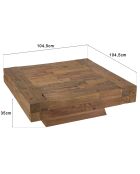 Table basse carrée bois massif Leonce bois - 104.5x104.5x35 cm