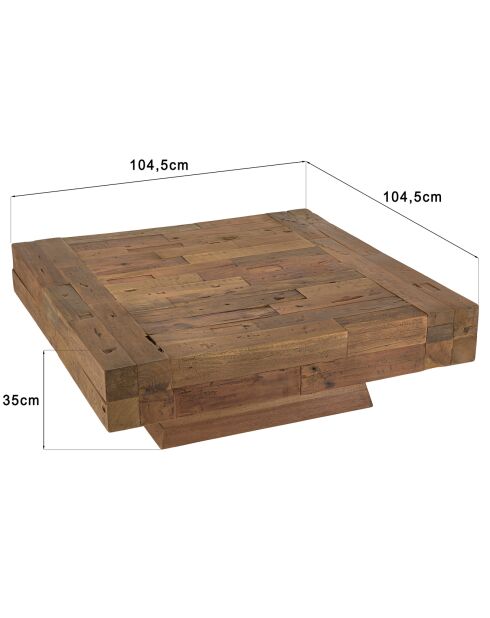 Table basse carrée bois massif Leonce bois - 104.5x104.5x35 cm