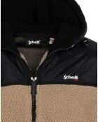 Sweat Zippé à Capuche Sherpa Polaire beige