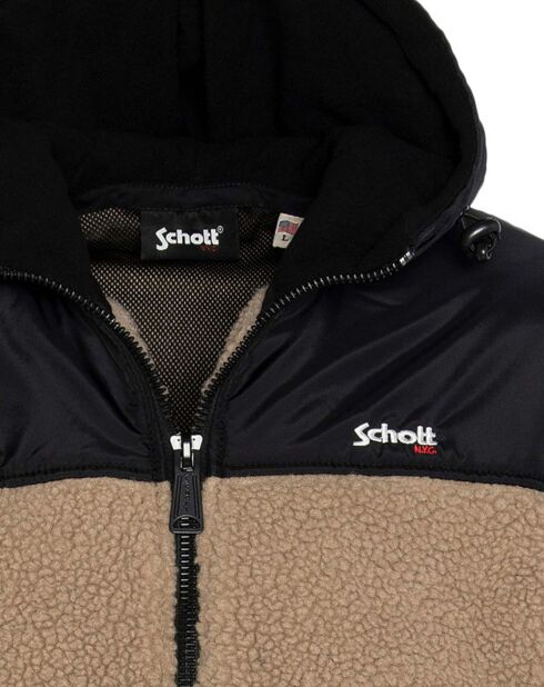 Sweat Zippé à Capuche Sherpa Polaire beige