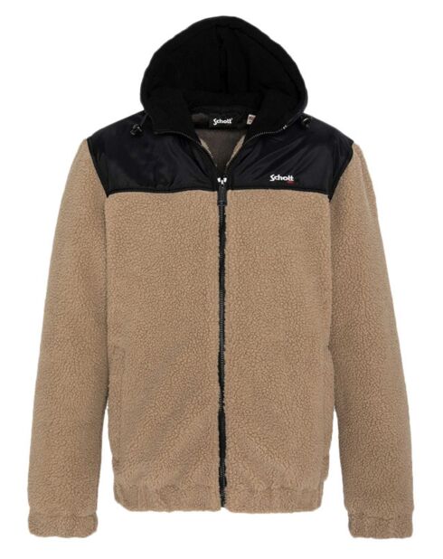 Sweat Zippé à Capuche Sherpa Polaire beige
