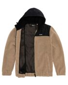 Sweat Zippé à Capuche Sherpa Polaire beige