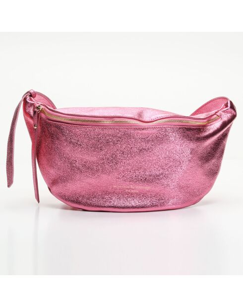 Sac banane en Cuir Rachel rose  -  34x17 cm