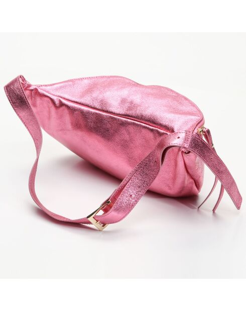 Sac banane en Cuir Rachel rose  -  34x17 cm