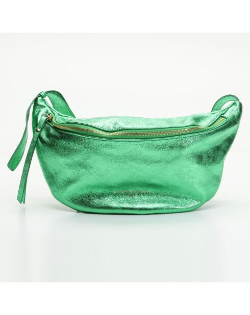 Sac banane en Cuir Rachel vert  -  34x17 cm