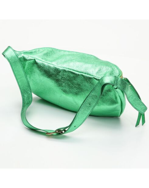 Sac banane en Cuir Rachel vert  -  34x17 cm