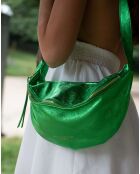 Sac banane en Cuir Rachel vert  -  34x17 cm