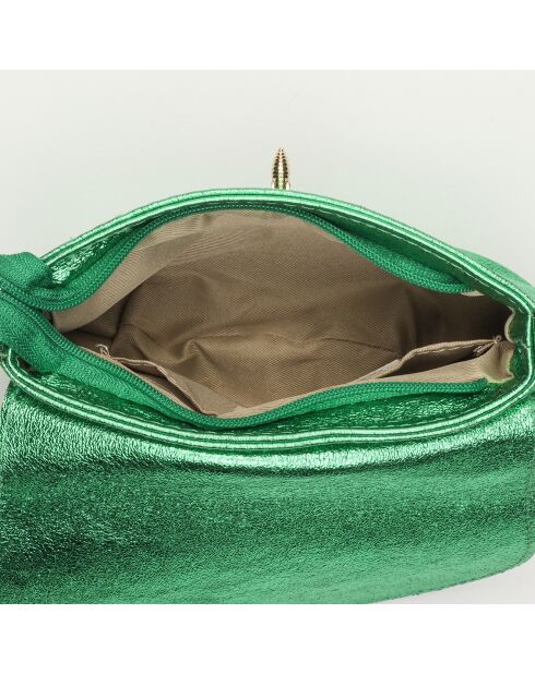 Sac bandoulière en Cuir Elise vert - 21x14x6 cm