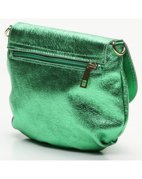 Sac bandoulière en Cuir Elise vert - 21x14x6 cm