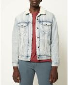 Veste en jean fourrée Sherpa Trucker bleu clair