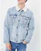 Veste en jean fourrée Sherpa Trucker bleu clair