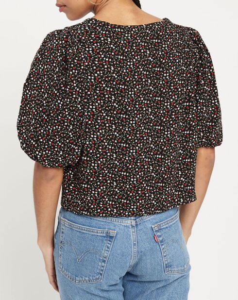Blouse Holly courte à motifs noire