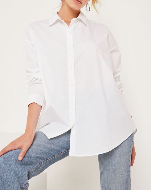 Chemise longue avec lien blanche