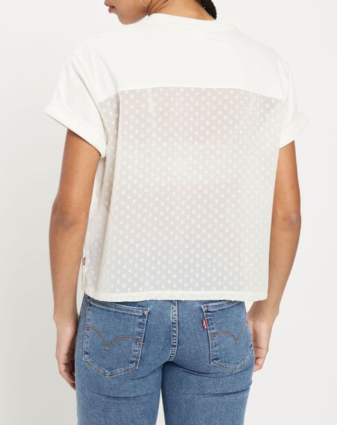 T-Shirt crop Lola en Coton dos transparent écru