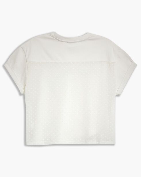 T-Shirt crop Lola en Coton dos transparent écru