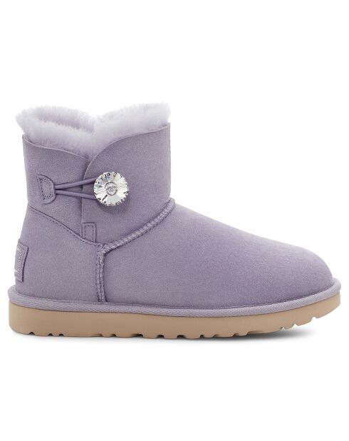 Boots fourrées Laine en Velours de Cuir Mini Bailey Button Bling gris clair