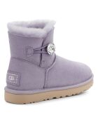 Boots fourrées Laine en Velours de Cuir Mini Bailey Button Bling gris clair