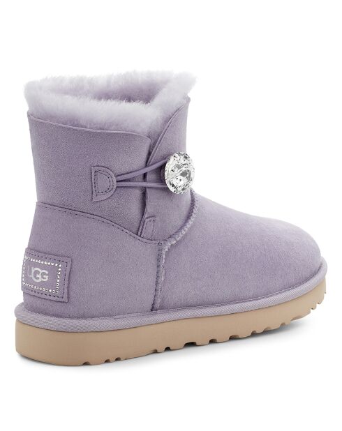 Boots fourrées Laine en Velours de Cuir Mini Bailey Button Bling gris clair