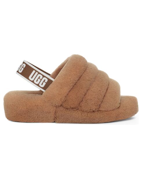 Sandales chaussons en Peau de mouton Fluff Yeah camel