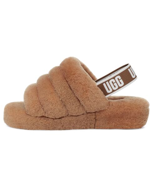 Sandales chaussons en Peau de mouton Fluff Yeah camel