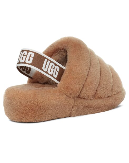 Sandales chaussons en Peau de mouton Fluff Yeah camel