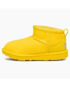 Boots fourrées Laine en Velours de Cuir  Classic Ultra Mini jaunes