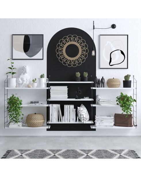 Bibliothèque lungo blanc/noir - 85x216x20 cm