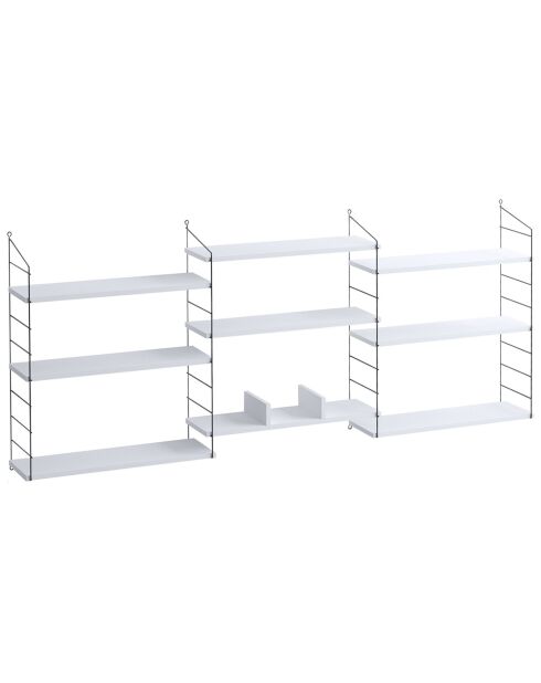 Bibliothèque lungo blanc/noir - 85x216x20 cm