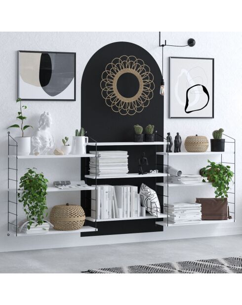 Bibliothèque lungo blanc/noir - 85x216x20 cm