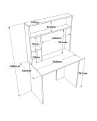 Bureau br2 pin/blanc - 90x148.6x51.6 cm
