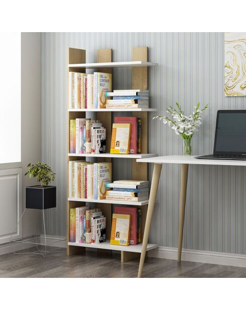 Bibliothèque elas blanc/chêne - 62x150x25 cm