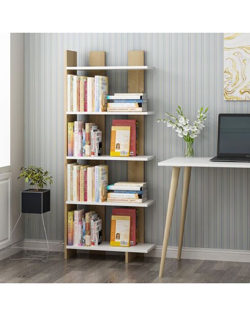 Bibliothèque elas blanc/chêne - 62x150x25 cm